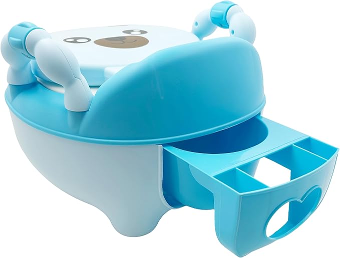 HTTMT- Baby Kids Blue Bear Portable Potty Training Toilet Seat With Pad Toddler Lovely Toilet Comfortable Soft Seat Stool Chair [P/N: ET-BABY003-BLUE]