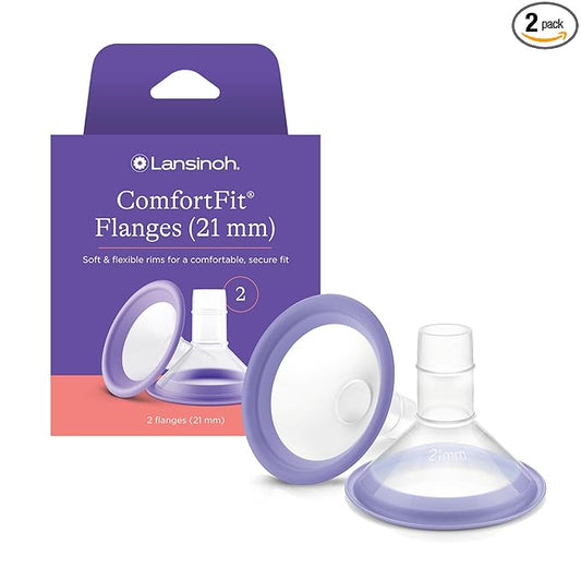 Lansinoh ComfortFit Breast Pump Flanges, Size 21mm, 2 Count