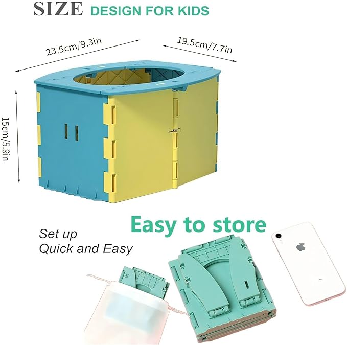 VUFVOID Travel Potty for Kids, Reusable Portable Folding Potty for Toddler, Travel Foldable Toilet for Travel Outdoor Camping, Toddler Potty Seat for Baby Training (Green)