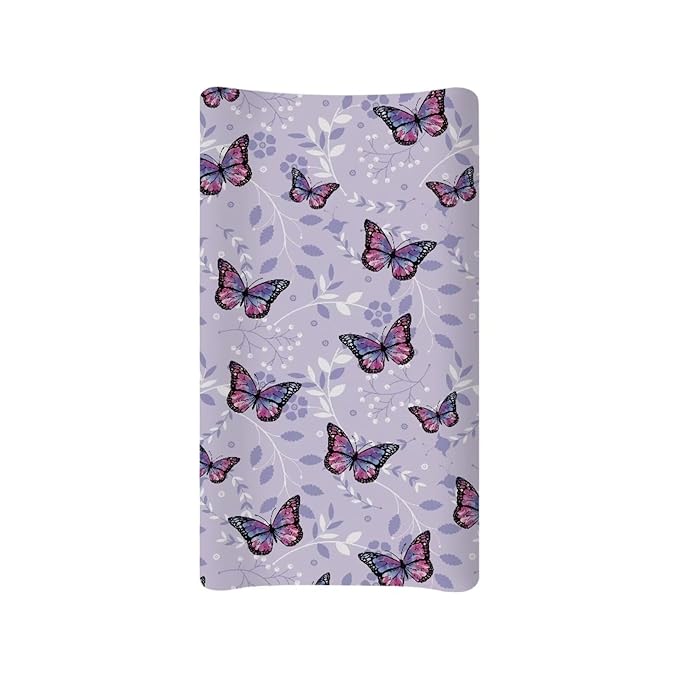 Purple Butterfly Diaper Changing Pad Cover Funny Changing Table Covers for Newborn Infant Changing Table Sheets Toddler Changing Mat Girls