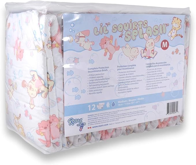 Rearz - Lil' Squirts Splash - Adult Printed Diapers (16 Pack) (Medium)