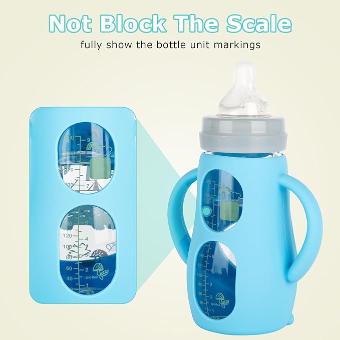 Silicone Sleeves with Handles for Mam Glass Baby Bottles 9oz,Anti Breakage Baby Bottle Holder with Handles 3 Pack