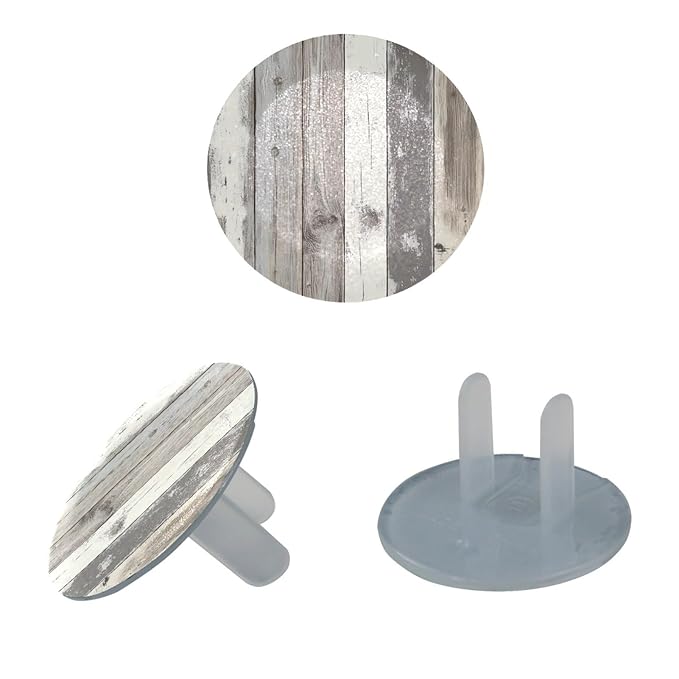 Soft Grey Wooden Floor Texture (3) Outlet Covers (12 or 24 Pack) - Child Safety Electric Plug Protectors to Prevent Power Shock