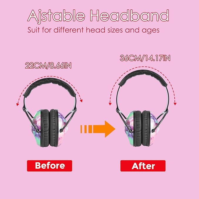 Kids Hearing Protection,25dB NRR Noise Reduction,Sound Proof for Kids,Toddler,Safety Earmuffs for Concert,Airplane,Autism,Monster Jam,Travel,School -Black Coral