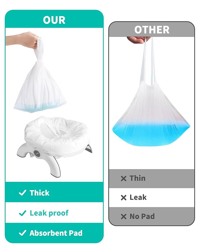 Newnice 90 Packs Disposable Potty Liners with 200ML Absorbent Pads, Travel Toilet Refill Bags Compatible with OXO Tot 2-in-1 Go Potty, Fits Most Toddler & Kids Potty Chairs for Training