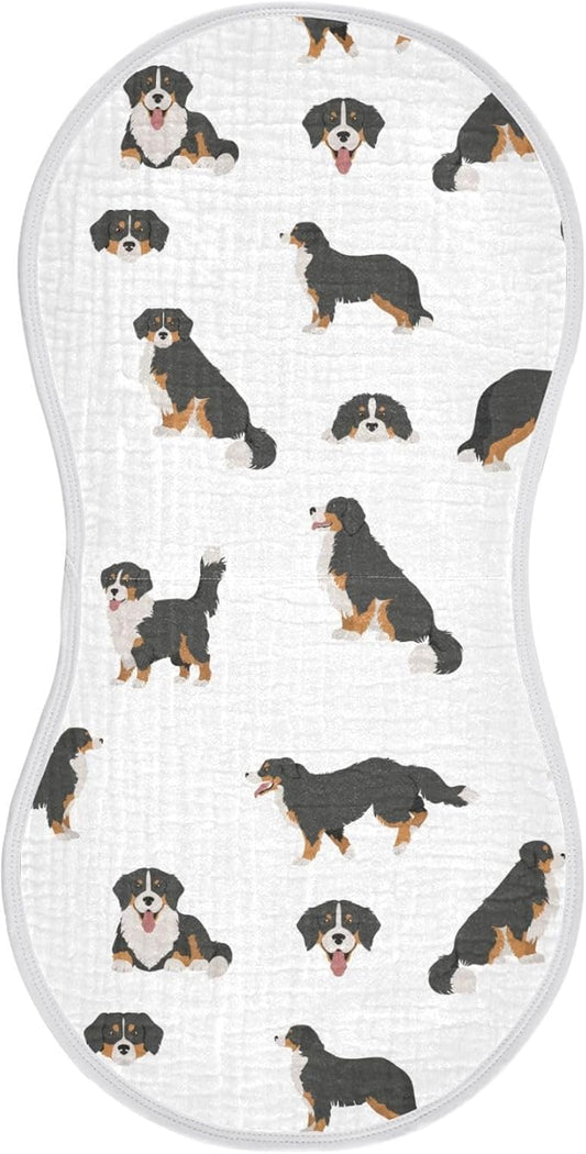 vvfelixl Baby Burp Cloths Bernese Mountain Dog Baby Newborn Cotton Burping Cloths Set Baby Washcloths 4 Pack
