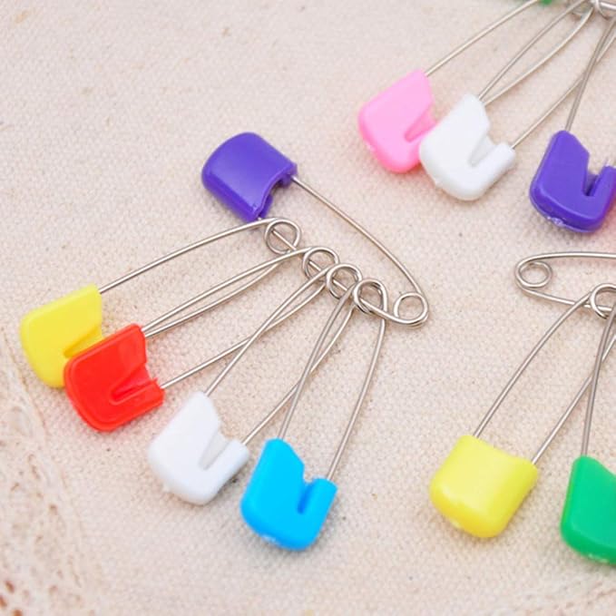 Milisten Breadhead Pins 50 Pcs Plastic Head Safety Diaper Pins 2.16 Inch Fasteners for Baby Cloth Diapers and Crafts