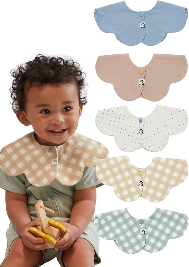 Konny Baby Bib 3/5/7-Pack Set, 360 ° Rotate, Soft and Absorbent Drooling for Toddler Boys Girls Baby Essentials