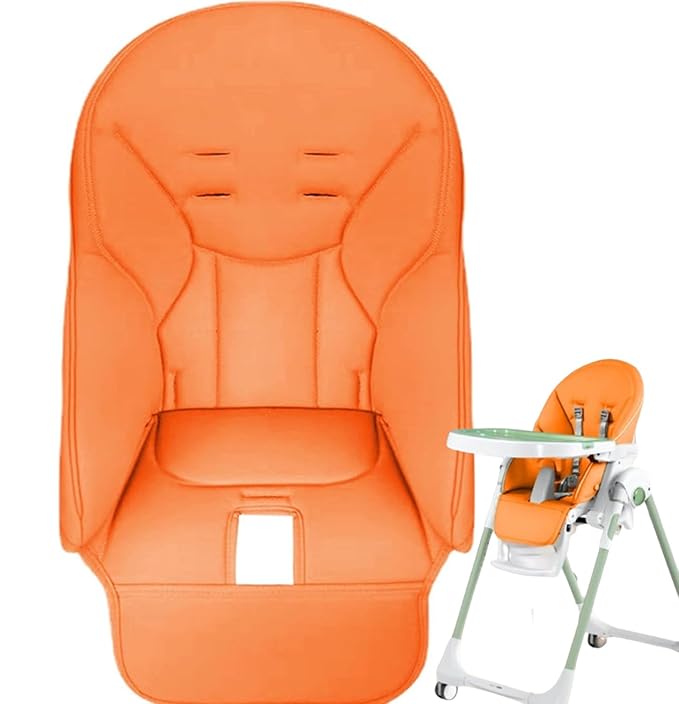 Baby High Chair Cover Replacement | PU Leather Dining Chair Cover with Soft Cushion Seat, Easy to Install High Chair Covers for Baby and Toddler, High Chair Cover Replacement (Orange)