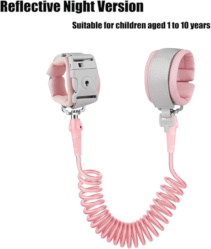 PandaEar Anti Lost Wrist Link, Toddler Harness Walking Leash Safety Child Wristband Leashes for Babies Kids -Pink