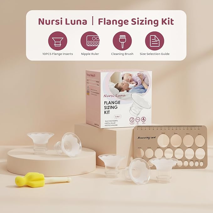 Flange Sizing Kit 3-in-1 with 13/15/17/19/21mm for 24mm Electric Breast Pump Flanges/Shields, 10PCS Soft Silicone Flange Inserts for More Comfortable Pumping, BPA-Free, Essential for Moms