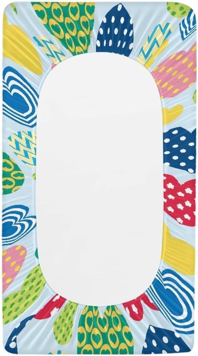 Heart Valentine Changing Table Cover Valentine Decor Comfy Cozy Sheet Crib Mat Waterproof Changing Pad Cover for Baby Breathable Stretchy Universal Tray Table Mat