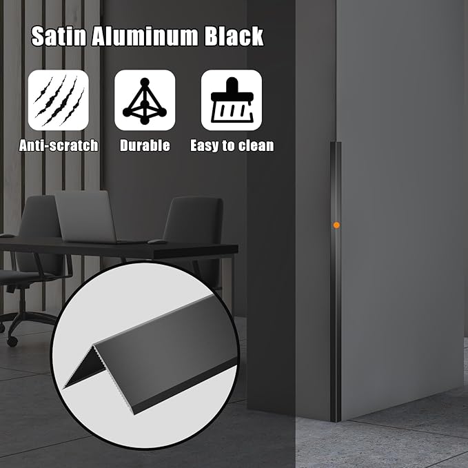 Aluminum Alloy Black Corner Guards 6PCS Thickness Wall Corner Protectors for Walls Right Angle Corner Protectors Guards L Shaped Metal Protectors 90° Angle, Corner Guards 19Ga (1.2x1.2X48.0 Inch)