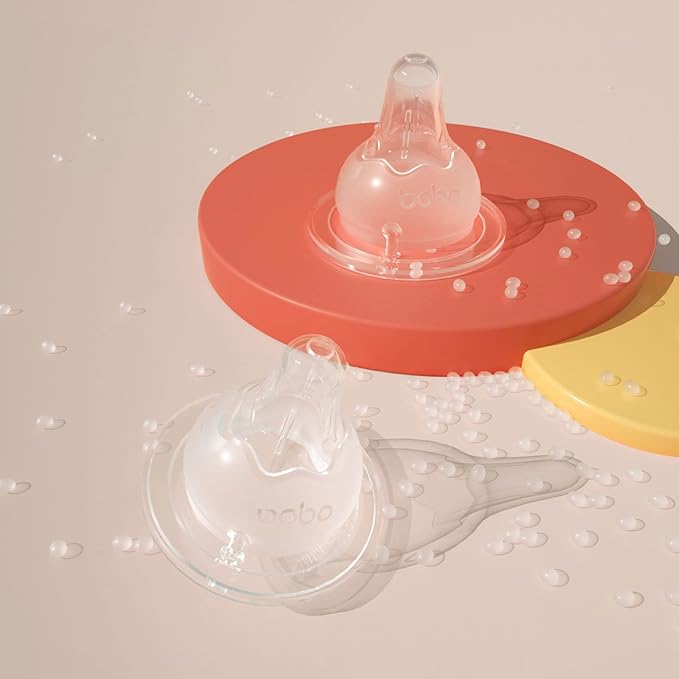 YOHKOH Natural Glass Baby Bottle with Level 2 Medium Flow Nipple, Newborn Anti-Colic Baby Bottles, Wide Neck Mushroom Baby Glass Bottle (8.8ounce (Pack of 2), Multicolour1)