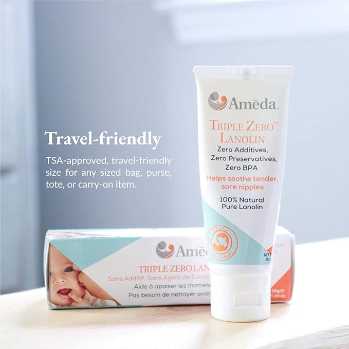 Ameda Triple Zero Lanolin Nursing Cream, 35 Grams, Soothe Tender & Sore Nipples