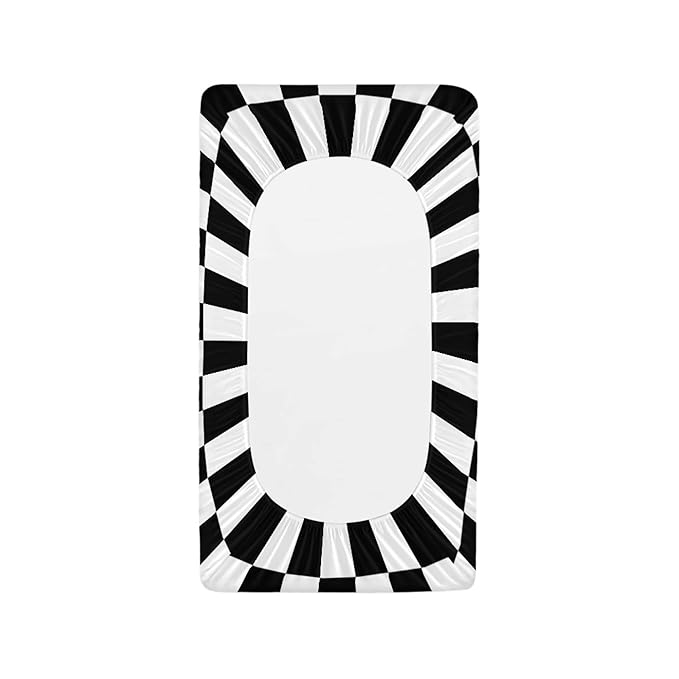 Black and White Checkered Changing Pad Cover for Baby Girls Boys Cartoon Breathable Diaper Change Table Sheet Soft Stretchy Cute Change Table Mat Cover Fit 32x16