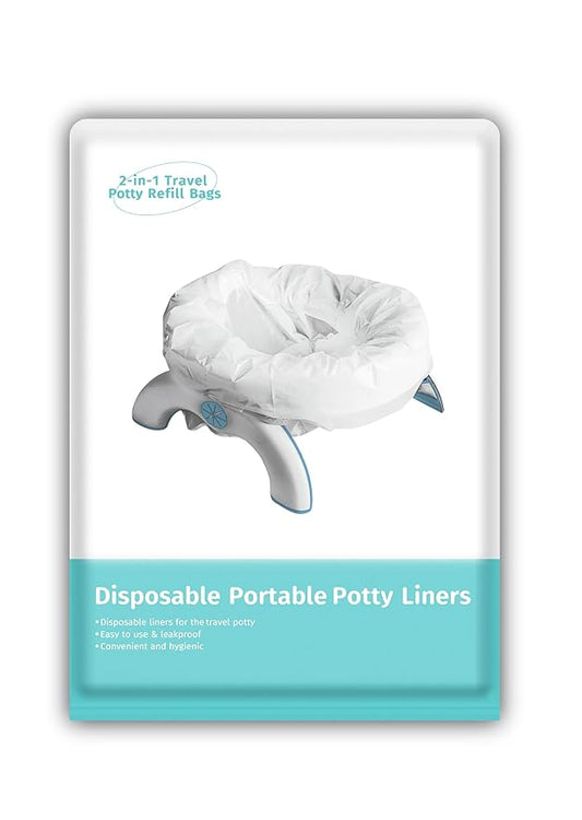 [30 Counts] Disposable Potty Liners with 200ml Super Absorbent Pads – Portable Toddler Toilet Liners for Travel Potty Seats, Leak-Proof Potty Training Bags Fit Most Potty Chairs
