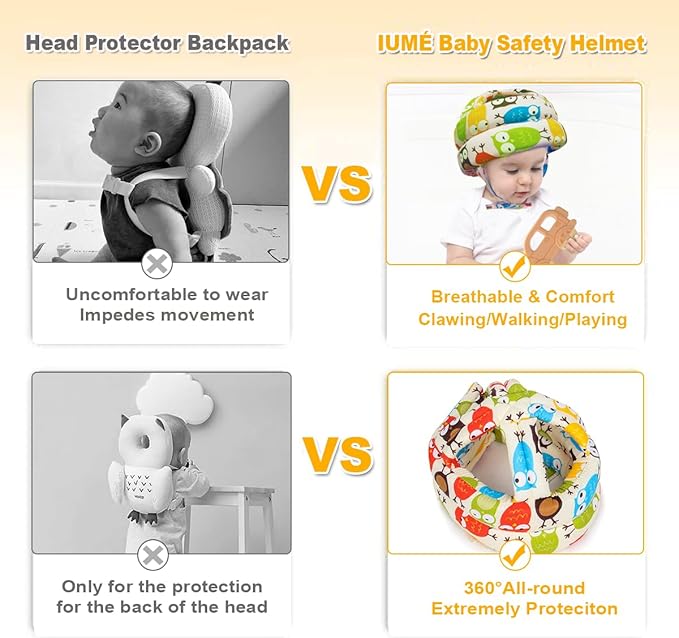 Toddler Baby Safety Helmet, Adjustable Cushion Breathable Infant Baby Protection Hat