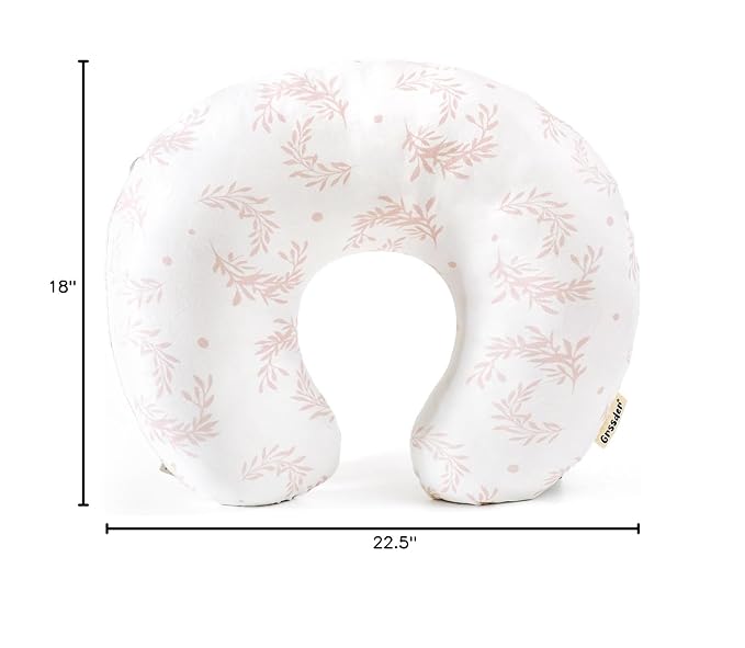 GRSSDER Nursing Pillow Cover, Stretchy Soft Minky Breastfeeding Pillow Slipcovers, Snugly Fit Most Nursing Support Pillows for Breastfeeding, Comfortable Safe Pillow Cover, Pink Flora
