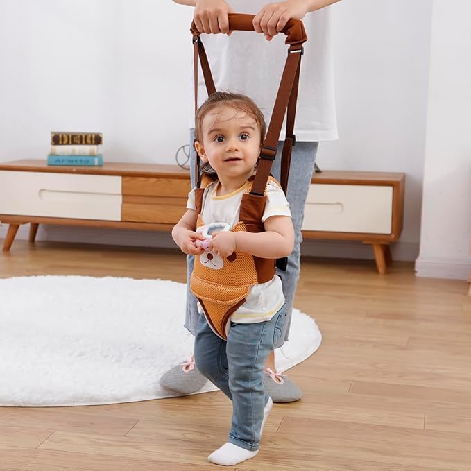 Baby Walking Harness, Handheld Kids Walker Helper, New Upgrade Breathable and Adjustable Toddler Infant Walker Harness Assistant Belt with Instructions for 7-24 Month (Yellow Breathable)