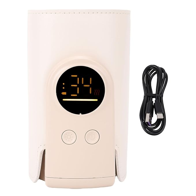 Baby Bottle Warmer with 8000mAh USB - C Fast Charging, Constant Temperature Control, Portable Milk Heater for Travel, Outdoor Use - Lightweight Insulated Sleeve Fits All Bottles