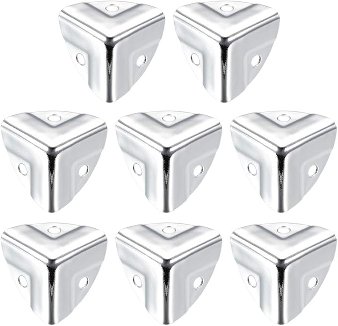uxcell Metal Box Corner Protectors Wooden Box Edge Guard Protector 22x22x22mm Silver Tone 8pcs