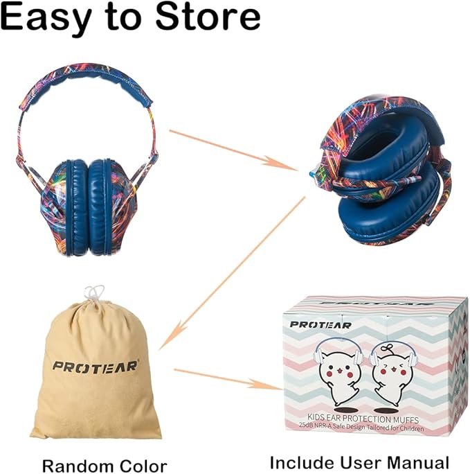 Kids Hearing Protection,25dB NRR Noise Reduction,Sound Proof for Kids,Toddler,Safety Earmuffs for Concert,Airplane,Autism,Monster Jam,Travel,School- Blue BlackFireW
