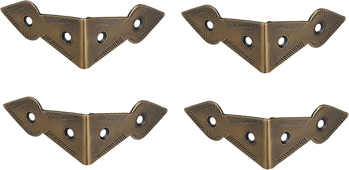 Set of 4 Brass 90 Degree Spade Trunk Corners, Antique Brass Finish, Edge Guard Table Cabinet Protector, Solid Metal Furniture Decor, Decorative Corner Brackets