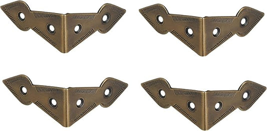 Set of 4 Brass 90 Degree Spade Trunk Corners, Antique Brass Finish, Edge Guard Table Cabinet Protector, Solid Metal Furniture Decor, Decorative Corner Brackets