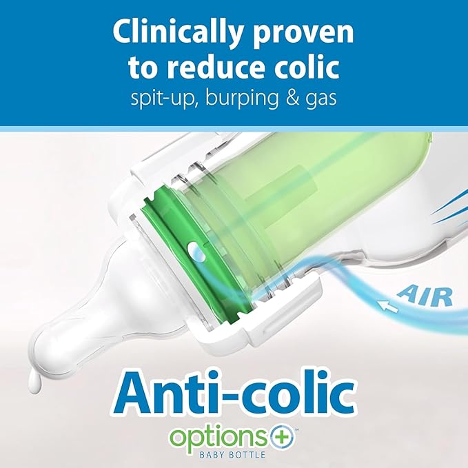 Dr. Brown's Anti-Colic Options+ Narrow Glass Baby Bottle, 4 oz, Level 1 Slow Flow Nipple, 1 Pack, 0m+ and HappyPaci 100% Silicone Pacifier 0-6m, BPA Free, 3 Ct