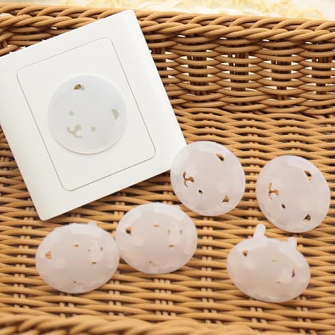 Fielect Outlet Plugs Covers 30Pcs Childproof Outlet Covers Protectors EU Electric Socket Cover Electrical Protector 2-Pin Transparent