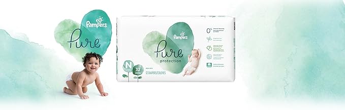 Diapers Newborn/Size N (>10 lb), 32 Count - Pampers Pure Protection Disposable Baby Diapers, Hypoallergenic and Unscented Protection, Mega Pack (Old Version)