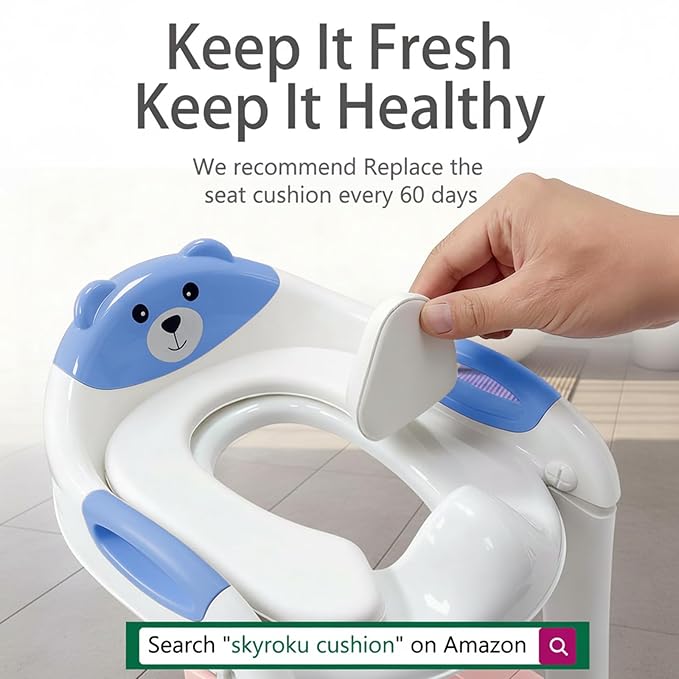Potty Training Seat with Step Stool Ladder, Toddler Toilet Seat for Boys Girls, Adjustable 6 Heights Fits Round & Elongated Toilets, Anti-Slip Pads & Leak-Proof Guard