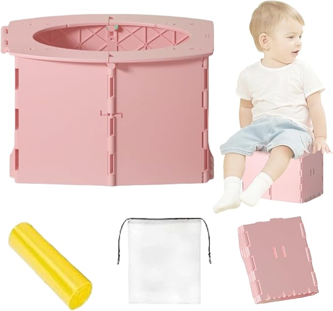 Travel Potty for Toddler, Portable and Foldable Toilet, Apply to Seat Emergency Toilet for Car, Camping, Outdoor, Indoor ，Can be placed in a backpack (phink)