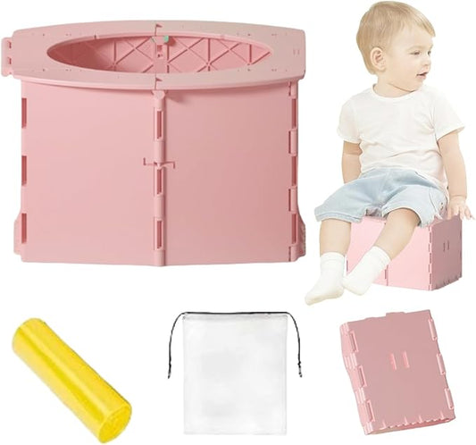 Travel Potty for Toddler, Portable and Foldable Toilet, Apply to Seat Emergency Toilet for Car, Camping, Outdoor, Indoor ，Can be placed in a backpack (phink)