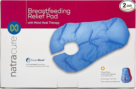 NatraCure Breastfeeding Moist Heat Pads - Encourage Letdown, Increase Milk Flow, Unclog Milk Ducts, Relieve Mastitis, Breast Heating Pad Breastfeeding - 2 Count (1 Pair; Pack of 1)
