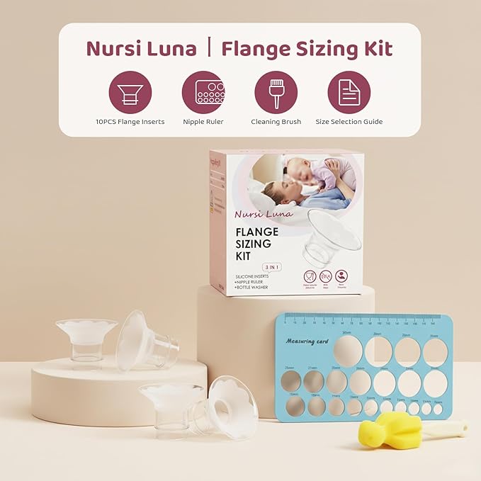 Flange Sizing Kit 3-in-1 with 13/15/17/19/21mm for 24mm Electric Breast Pump Flanges/Shields, 10PCS Soft Silicone Flange Inserts for More Comfortable Pumping, BPA-Free, Essential for Moms