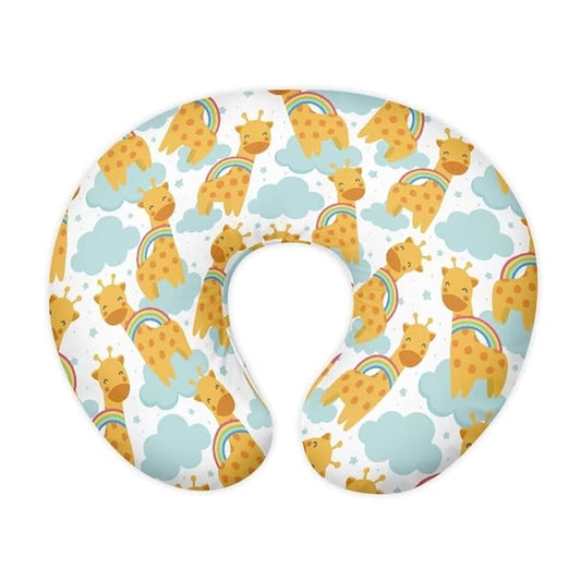 Jeiento Cute Giraffe Nursing Pillow Covers Rainbow＆Cloud Comfortable Breastfeeding Pillow Slipcover Ultra Soft Pillowcase for Infant & Baby Safely Feeding Pillow Covers