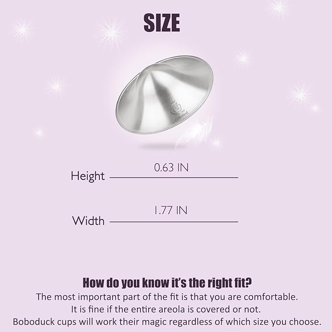 Boboduck Silver Nursing Cups - Silver Nipple Covers Breastfeeding for Protect and Soothe Sore Nipples, Silver Nipple Shields for Nursing Newborn, Nursing Pads Breastfeeding Newborn Essentials