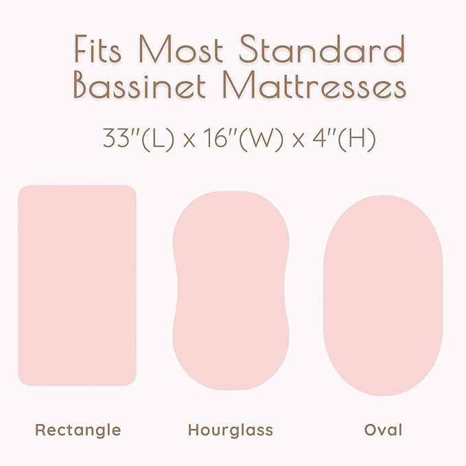 Baby Bassinet Sheets Girls, Cotton Bassinet Sheets Rectangle, 2 pc Bassinet Mattress Sheets, 32"x16" Compatible with Baby Delight Beside Me Dreamer Bassinet, Bedside Bassinet Sheet (Floral + Pink)