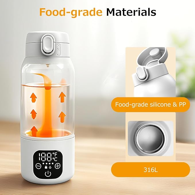 Portable Bottle Warmer for Travel,Dual Heating Modes for Breast Milk & Water,Fast Heating & Precise Temp Control,17 Ounces Portable Bottle Warmer,car,Airplane Journey,Outdoors Christmas Gifts