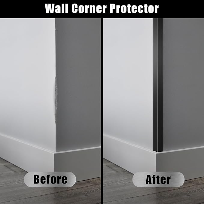 Aluminum Alloy Black Corner Guards 12PCS Thickness Wall Corner Protectors for Walls Right Angle Corner Protectors Guards L Shaped Metal Protectors 90° Angle, Corner Guards 19Ga (1.6x1.6X48.0 Inch)