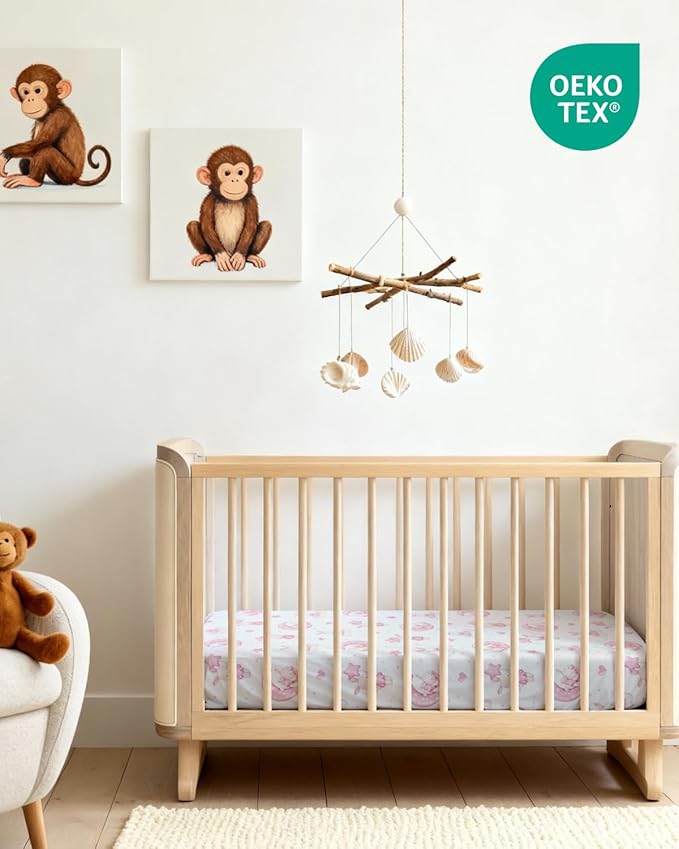 2-Pack Mini Crib Sheets Fitted - Pack N Play Sheets for Pack and Play Mattress - Stretchy Soft Microfiber Playard Bedding - Mini Toddler Bed Cover for Boys & Girls - Oeko-Tex - 38 x 24in, Bunny Dream