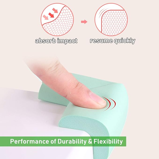 Edge & Corner Guards, 8 Pack – Table Corner Protector, Desk Edge Protection, Impact Absorbing Furniture Bumper, Baby Safety Foam Corner Guard, Soft Corner Cover Cushion for Kid, Adhesive (white color)