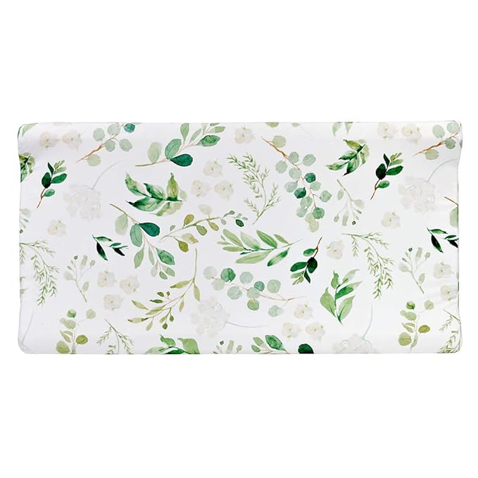 Diaper Changing Pad Cover, Green Leaf Changing Table Cover, Green Leaf Changing Pad Covers, Jersey Knit Changing Table Sheets, Gender Neutral Crib Bedding Covers for Baby Boy Girl