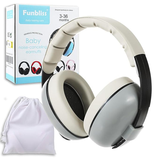 Noise Cancelling Headphones for Kids & Toddlers 3-36 Months, Baby Ear Muffs Noise Protection, Comfortable & Safe Headphones for Travel, Plane & Sleep, Soft Foldable Design with Storage Bag,Grey