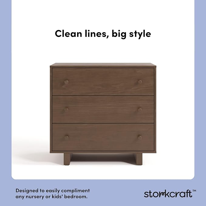 Storkcraft Texas 3 Drawer Chest with Removable Changing Table Topper (Hazelnut) – GREENGUARD Gold Certified Baby Dresser, Interlocking Drawer System for Nursery & Kids’ Bedroom Dresser