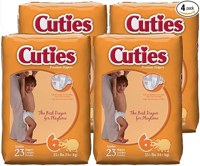 Cuties Baby Diapers, Size 6, 23 Count (Pack of 4)