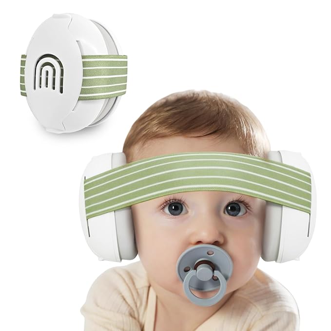 Baby Ear Protection for Babies and Toddlers up to 36 Months - Noise Reduction Earmuffs - Comfortable Baby Headphones Against Hearing Damage & Improves Sleep - Green