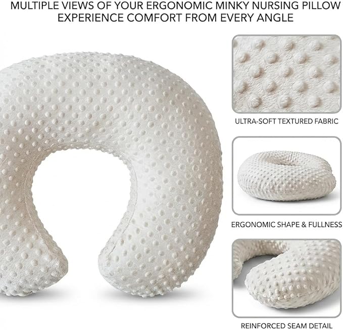 Nursing Pillow, Breastfeeding Pillows with Removable Cover for Mom with Breathable Filling, Ergonomic Baby Feeding Essentials for Bottle and Breastfeeding (Beige)